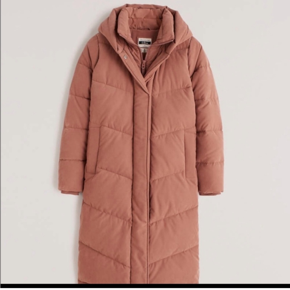 A&F Long Puffer Coat (dusty pink)